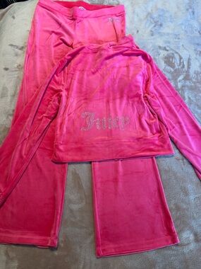 NWT Juicy Couture Velour Tracksuit, Hoodie and Pants, Hot Pink, Size Large
